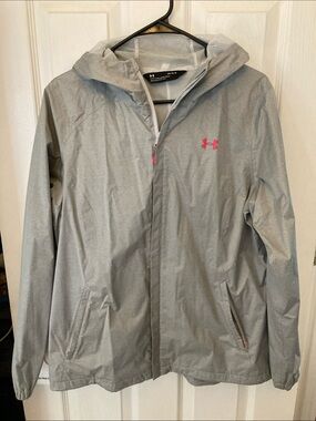 Under Armour Gray Hooded Lightweight Jacket with Pink Logo